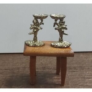 Dollhouse Miniature Soap Dish Candle Holder Set Of 2 Small Table Furniture Lot